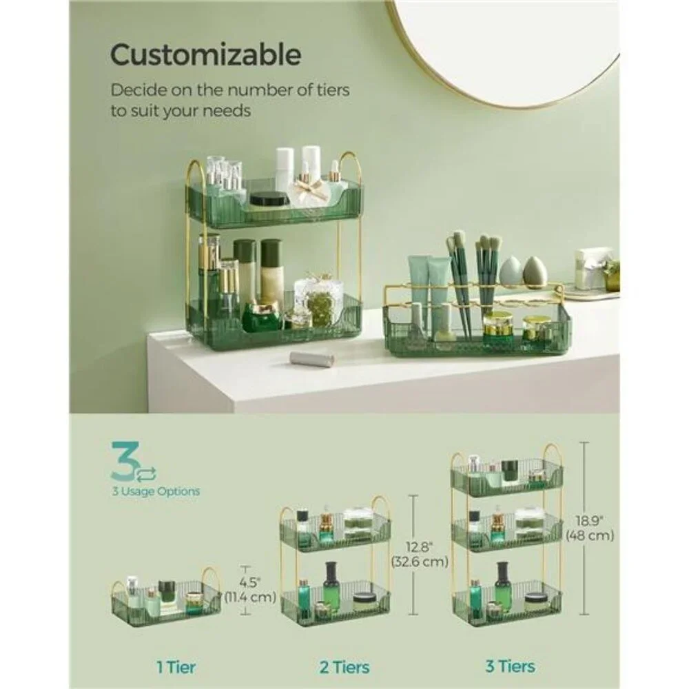 3 tier makeup organizer skincare storage shelf for vanity bathroom dresser